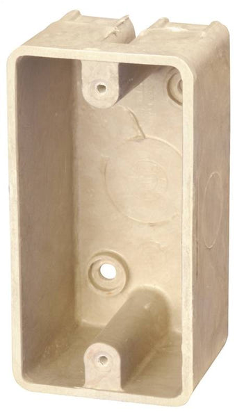 fiberglassBOX 9318 Electrical Box, 1 -Gang, 4 -Knockout, Thermoset Fiberglass, Beige/Tan, Surface Mounting