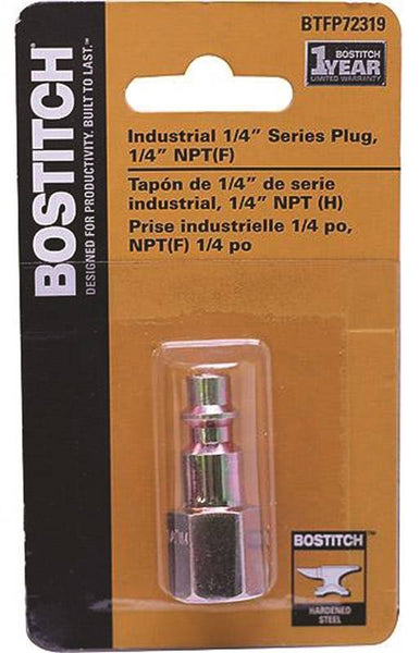 Bostitch BTFP72319 Hose Plug, 1/4 in, FNPT, Steel, Plated