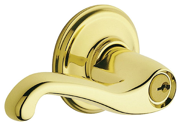 Schlage Flair Series F51A FLA 605 Entry Lever Lockset, Solid Brass, Brass