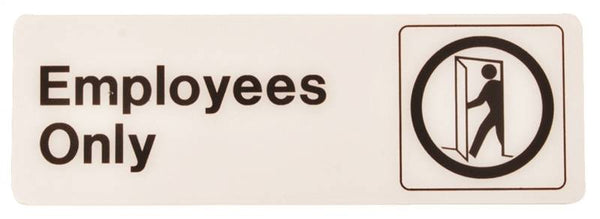 HY-KO D-2 Graphic Sign, Rectangular, Employees Only, Dark Brown Legend, White Background, Plastic