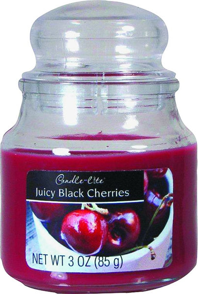 CANDLE-LITE 3827565 Jar Candle, Juicy Black Cherries Fragrance, Burgundy Candle