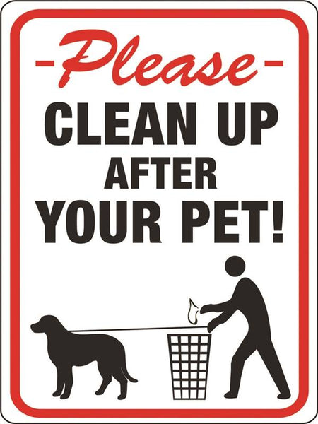 HY-KO 20617 Identification Sign, Rectangular, CLEANUP AFTER YOUR PET!, Black/Red Legend, White Background, Plastic