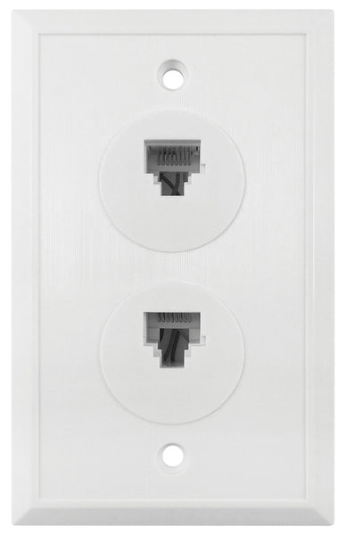 Amerelle VW6E6EW Dual Ethernet Wallplate, White, Flush Mounting