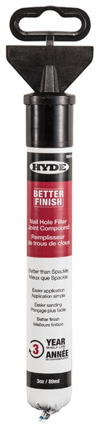 HYDE Better Finish 09914 Nail Hole Filler Joint Compound, White, 3 oz Tube