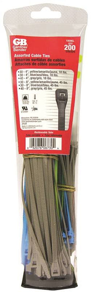 Cable Tie Tube 4/8in 200pc Ast
