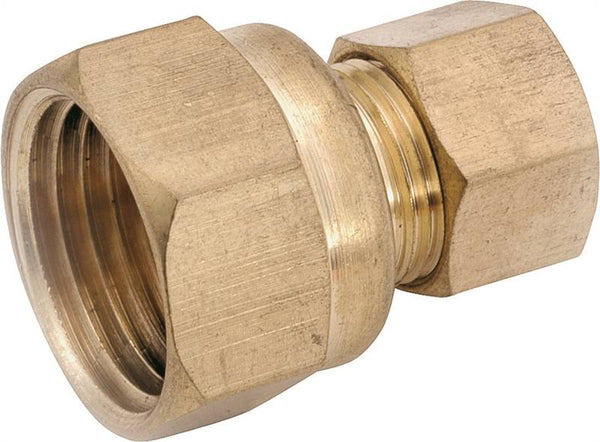 Anderson Metals 750066-0608 Tubing Coupling, 3/8 x 1/2 in, Compression x FIP, Brass