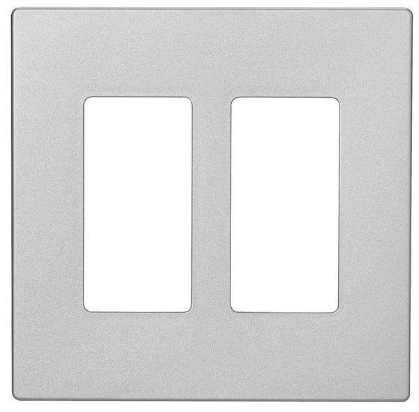 Eaton Cooper Wiring PJ PJS262SG-SP-L Wallplate, 4.87 in L, 4.94 in W, 2 -Gang, Polycarbonate, Silver Granite