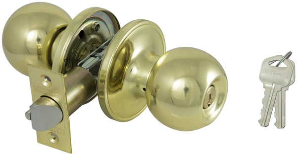 ProSource Entry Knob Lockset, T3 Tubular, Pol Brass