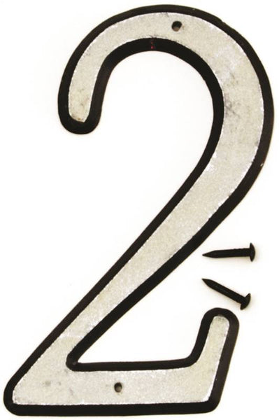 HY-KO 30600 Series 30602 House Number, Character: 2, 4 in H Character, Black/White Character, Plastic