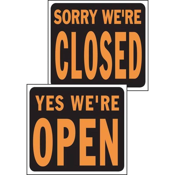 HY-KO Hy-Glo Series SP-113 Identification Sign, Rectangular, YES WE'RE OPEN, Fluorescent Orange Legend, Black Background