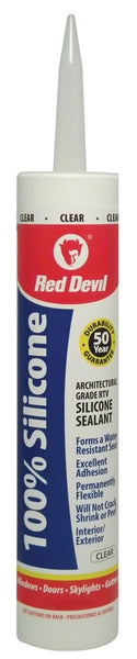 Red Devil 0826 Silicone Sealant, Clear, -60 to 400 deg F, 10.1 fl-oz Cartridge