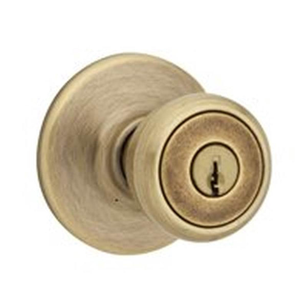 Kwikset 400T5RCLRCSK3BX Keyed Entry Knob, Antique Brass