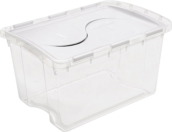 Sterilite 19148006 Storage Box, Plastic, Clear/White, 22-3/8 in L, 15-7/8 in W, 13-1/8 in H