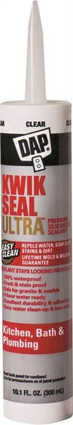 DAP KWIK SEAL ULTRA 18898 Siliconized Sealant, Clear, 0 to 170 deg F, 10.1 oz Cartridge