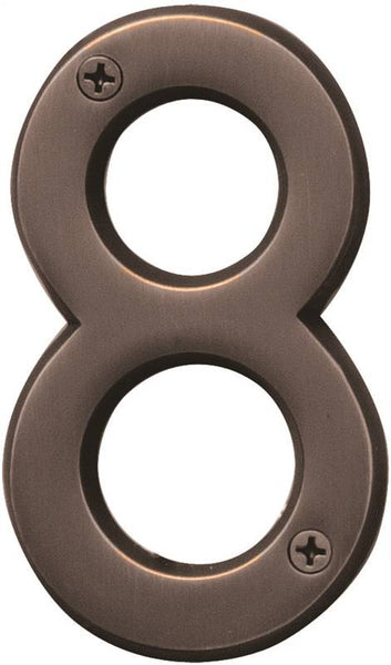 HY-KO Prestige Series BR-42OWB/8 House Number, Character: 8, 4 in H Character, Bronze Character, Brass