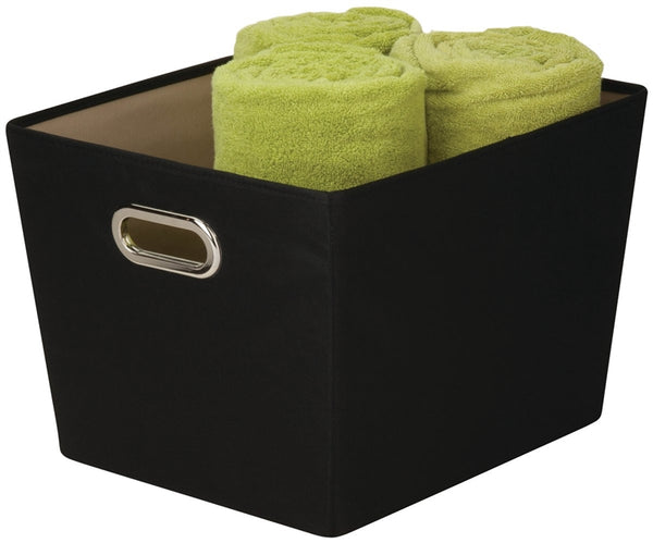Honey-Can-Do SFT-03072 Storage Bin with Handle, Polyester, Black, 15-3/4 in L, 13 in W, 10.8 in H