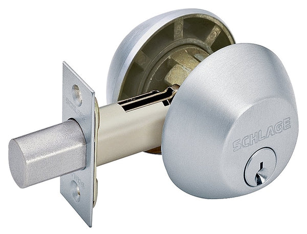 Schlage B62N626 Entry Deadbolt, 1 Grade, Keyed Alike Key, Metal, Satin Chrome, 2-3/8 x 2-3/4 in Backset, C, K4 Keyway