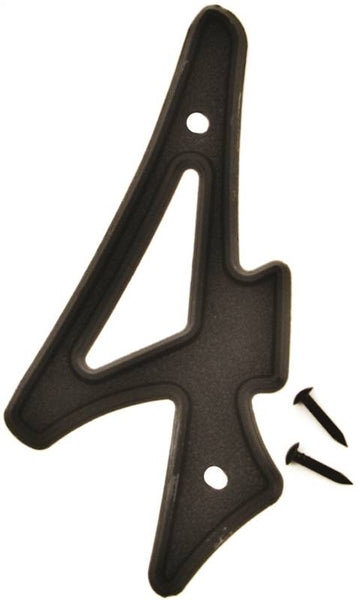 HY-KO PN-29/4 House Number, Character: 4, 4 in H Character, Black Character, Plastic