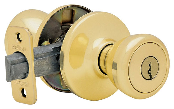 Kwikset 400T36ALRCSK3K3V1 Tylo Knob, 3 Grade, Brass, Polished Brass, 2-3/8 to 2-3/4 in Backset, K3 Keyway