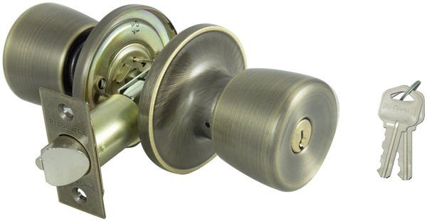 ProSource Entry Knob Lockset, TS Tubular, Ant Brass