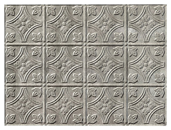 Fasade D6021 Backsplash Panel, 24 in L, 18 in W, Thermoplastic, Silver