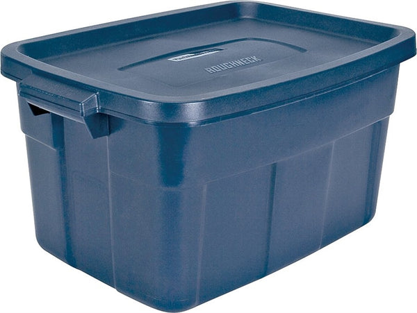 Rubbermaid Roughneck RMRT140008 Nestable Storage Box, Polyethylene, Dark Indigo, 23.9 in L, 15.9 in W, 12.2 in H