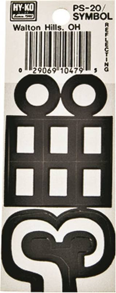 HY-KO PS-20/SYMB Reflective Sign, Character:-, 3-1/4 in H Character, Black/White Character, Vinyl
