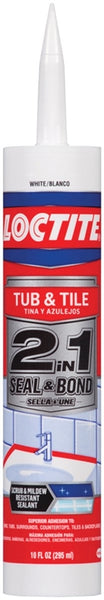 Loctite 2-In-1 2154739 Tub and Tile Adhesive Caulk, White, 20 to 170 deg F, 10 oz Cartridge