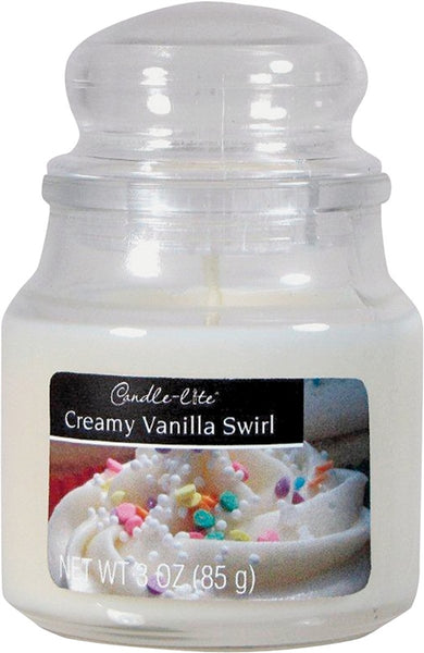 CANDLE-LITE 3827553 Jar Candle, Creamy Vanilla Swirl Fragrance, Ivory Candle