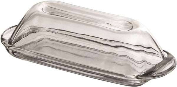Oneida Presence Series 64190L10R Butter Dish/Cover, Glass, Clear, Rectangular, 5 in L, 3-1/4 in W