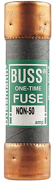 Bussmann NON-50 Fuse, 50 A, 250 VAC, 125 VDC, 50 kA Interrupt, Melamine Body, Cartridge Fuse