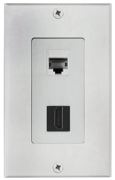 Zenith VW3001HDE2E HDMI and Ethernet Wallplate, 7-1/2 in L, 3-3/4 in W, 1 -Gang, Plastic, White, Flush Mounting