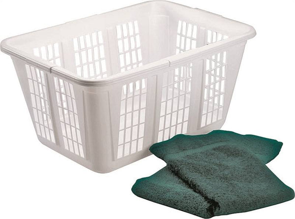 Rubbermaid FG296585WHT Laundry Basket, 1.6 bu Capacity, Plastic, White, 1-Compartment
