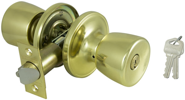 ProSource Entry Knob Lockset, TS Tubular, Pol Brass