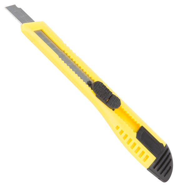 Vulcan TGE-SK11 Utility Knife, 3-1/4 in L Blade, 9 mm W Blade, Carbon Steel Blade, Ergonomic Grip Handle, Yellow Handle