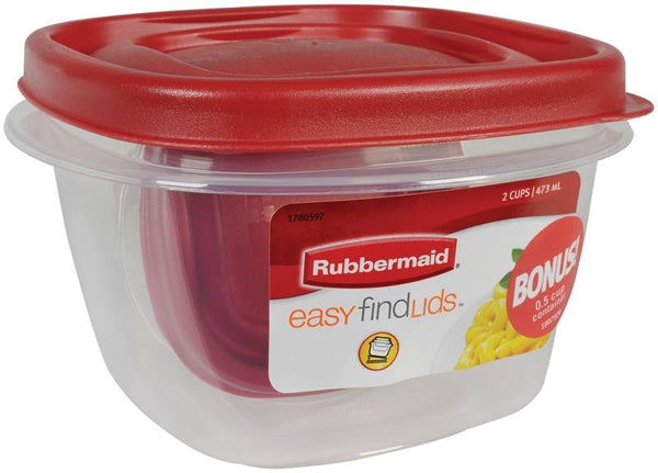 Rubbermaid 1777085 Food Storage Container, 2 Cups Capacity, Plastic, Clear, 15.4 in L, 5.19 in W, 10.7 in H