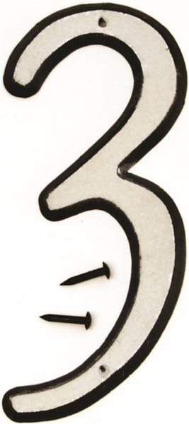 HY-KO 30600 Series 30603 House Number, Character: 3, 4 in H Character, Black/White Character, Plastic