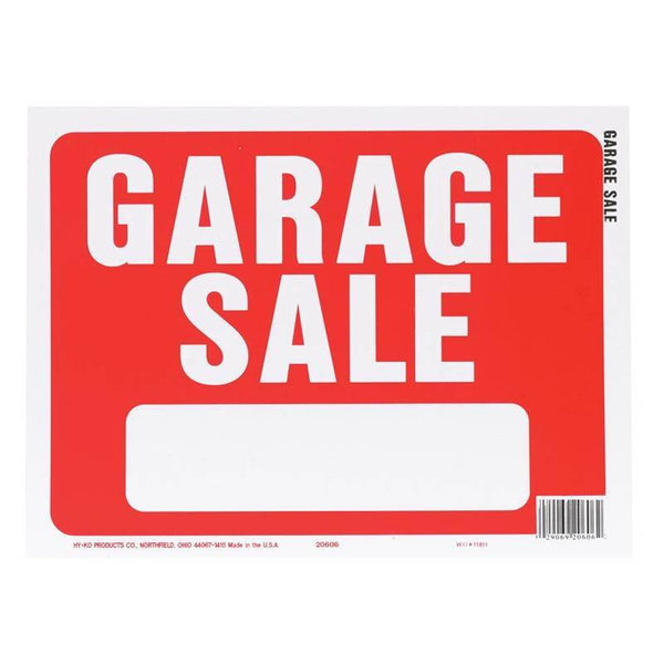 HY-KO 20606 Sign, Garage Sale, White Legend, Plastic, 12 in W x 8-1/2 in H Dimensions