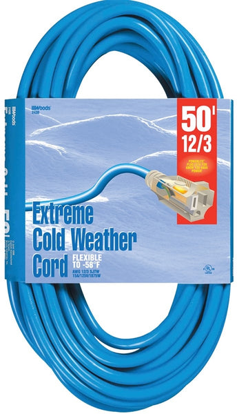 Cord Ext Coldflx 12/3x50ft Blu