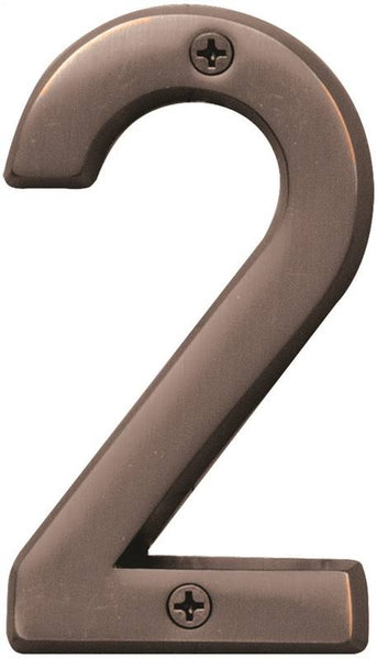 HY-KO Prestige Series BR-42OWB/2 House Number, Character: 2, 4 in H Character, Bronze Character, Solid Brass
