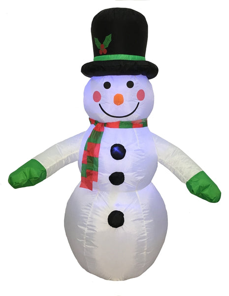 Hometown Holidays 90333 Christmas Inflatable Snowman, 4 ft H, Nylon, White, LED Bulb