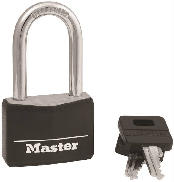 Master Lock 141DLF Padlock, Keyed Different Key, Large Shackle, 1/4 in Dia Shackle, 1-1/2 in H Shackle, Steel Shackle