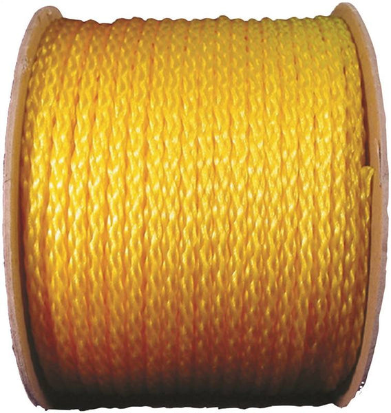 Wellington 10841 Rope, 3/8 in Dia, 500 ft L, 135 lb Working Load, Polypropylene, Yellow