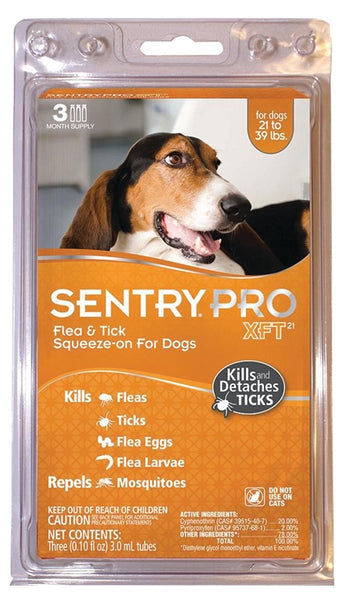 SENTRY PRO XFT 21 1844 Flea and Tick Squeeze-On, Liquid, 3 Count