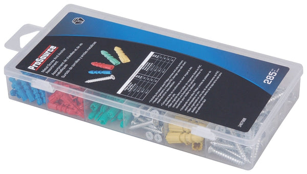 ProSource 61475 Anchor and Screw Assortment, Plastic & Sheet Metal, Zinc, 285-Piece