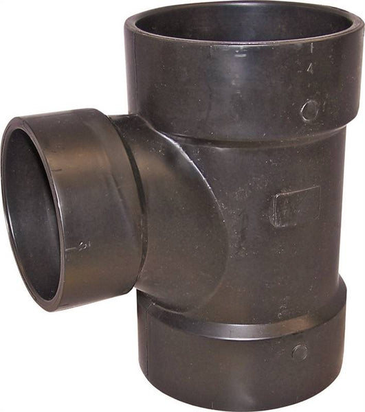 CANPLAS 102136BC Reducing Sanitary Pipe Tee, 4 x 3 in, Hub, ABS, Black