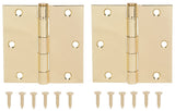 ProSource BH-202PB-PS Square Corner Door Hinge, Steel, Brass, Loose Pin, 180 deg Range of Motion, Screw Mount Mounting