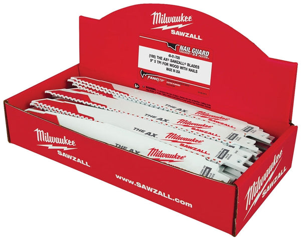 Milwaukee AX SAWZALL 48-01-7026 Reciprocating Saw Blade, 9 in L, 5 TPI, Matrix II Bi-Metal Cutting Edge