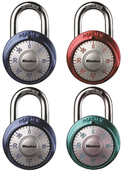 Master Lock 1561DAST Dial Padlock, 9/32 in Dia Shackle, 3/4 in H Shackle, Steel Shackle, Metal Body, Anodized