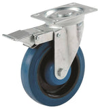 Shepherd Hardware 9262 Swivel Caster, 4 in Dia Wheel, 1 in W Wheel, Rubber Wheel, Blue, 265 lb